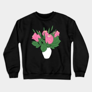 Roses Drawing Blossom Rose Bouquet Floral Pattern Crewneck Sweatshirt